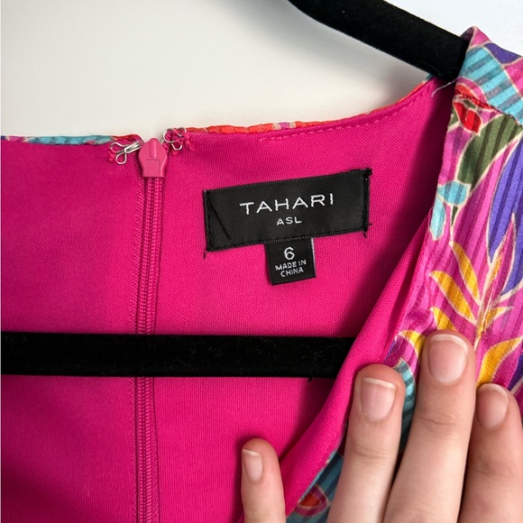 Tahari ASL Pink and Purple Asymmetrical Sundress - Picture 3 of 4